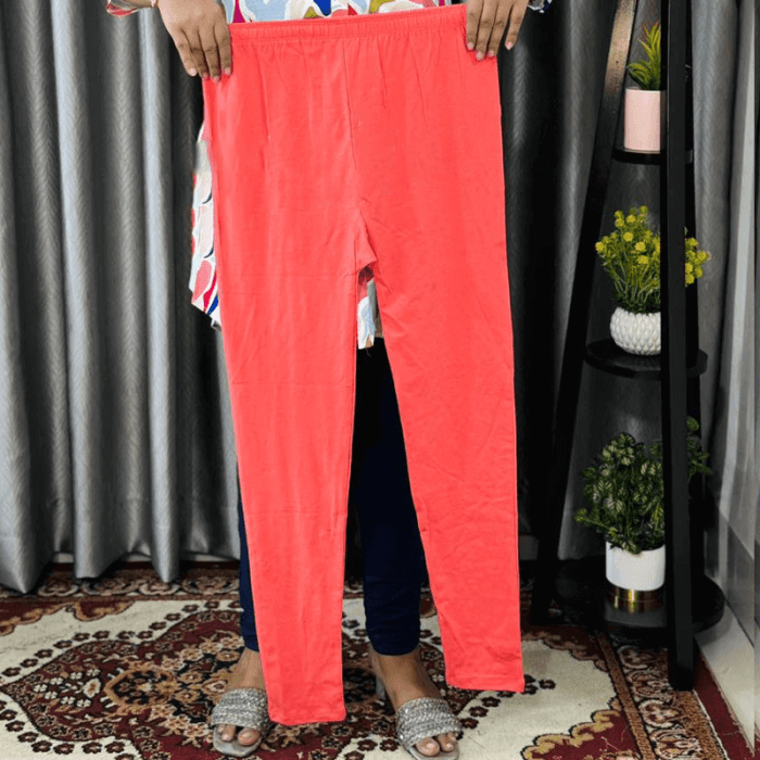 Solid Color Cotton Full Length Leggings - Image 6