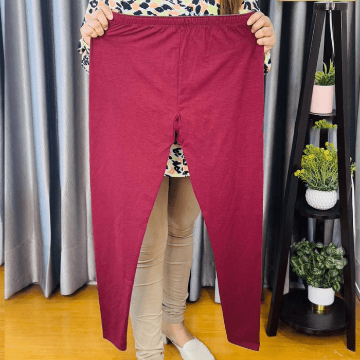 Solid Color Cotton Full Length Leggings - Image 7