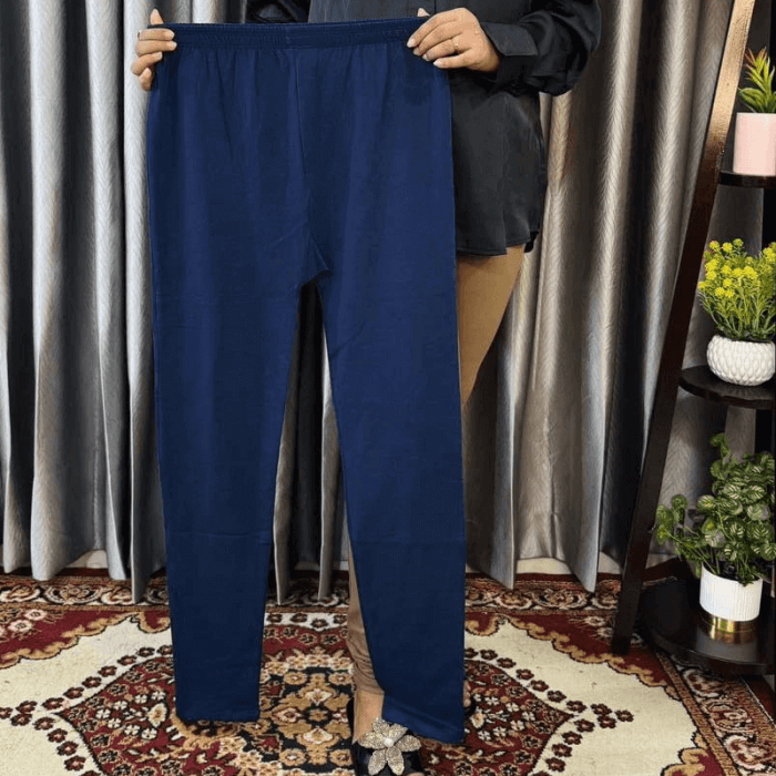 Solid Color Cotton Full Length Leggings - Image 1