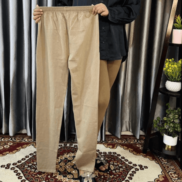 Solid Color Cotton Full Length Leggings - Image 3