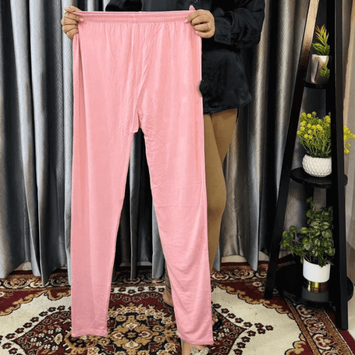 Solid Color Cotton Full Length Leggings - Image 2