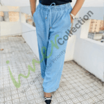 Ladies Denim Non Stretchable Plazoo- Icy Blue