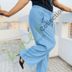 Ladies Denim Non Stretchable Plazoo- Icy Blue - Image 2